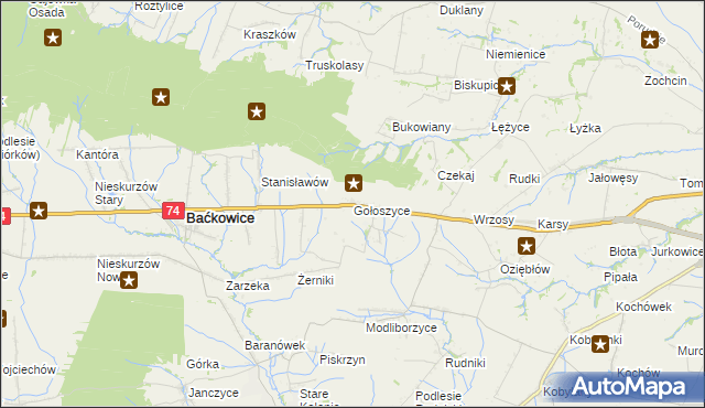 mapa Gołoszyce, Gołoszyce na mapie Targeo