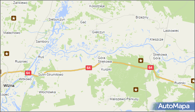 mapa Góra Strękowa, Góra Strękowa na mapie Targeo