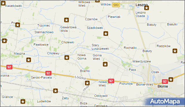 mapa Górna Wieś gmina Błonie, Górna Wieś gmina Błonie na mapie Targeo