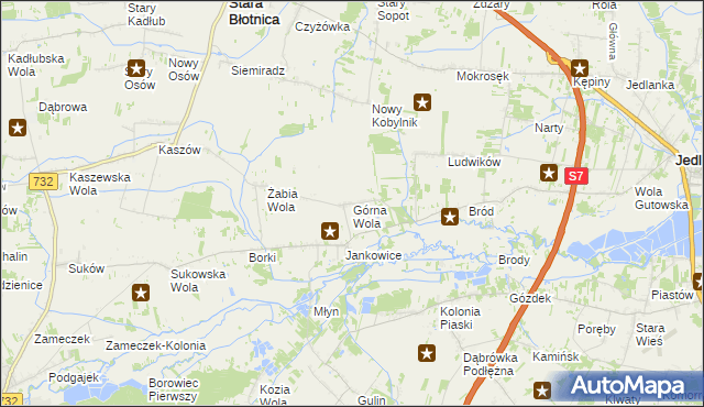 mapa Górna Wola gmina Jedlińsk, Górna Wola gmina Jedlińsk na mapie Targeo