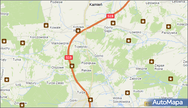 mapa Górno gmina Sokołów Małopolski, Górno gmina Sokołów Małopolski na mapie Targeo