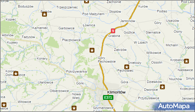 mapa Góry Pęchowskie, Góry Pęchowskie na mapie Targeo