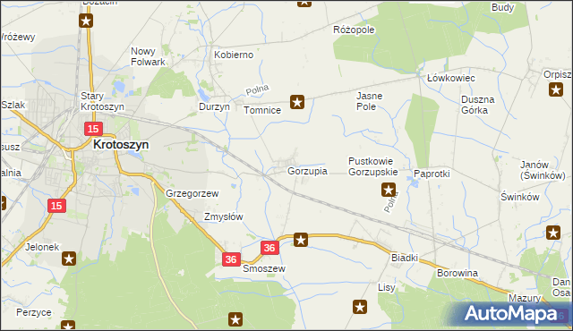 mapa Gorzupia gmina Krotoszyn, Gorzupia gmina Krotoszyn na mapie Targeo