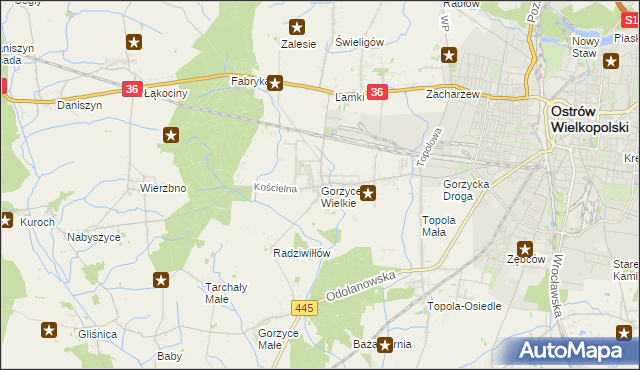 mapa Gorzyce Wielkie, Gorzyce Wielkie na mapie Targeo