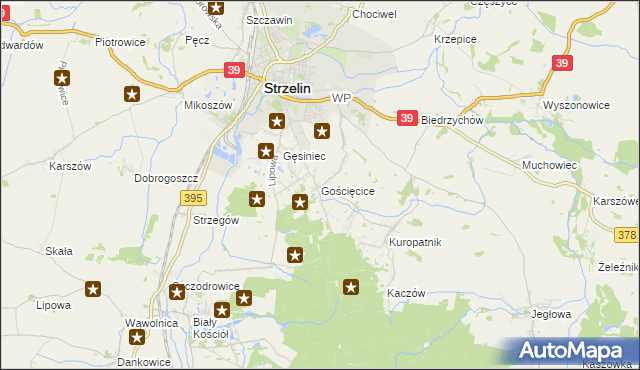 mapa Gościęcice, Gościęcice na mapie Targeo