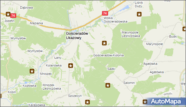 mapa Gościeradów-Kolonia, Gościeradów-Kolonia na mapie Targeo