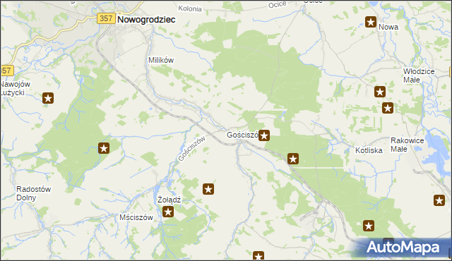 mapa Gościszów, Gościszów na mapie Targeo