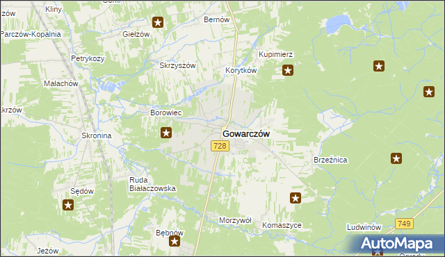 mapa Gowarczów, Gowarczów na mapie Targeo