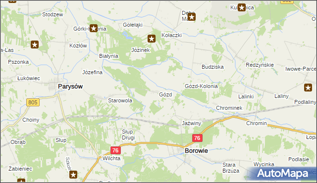 mapa Gózd gmina Borowie, Gózd gmina Borowie na mapie Targeo