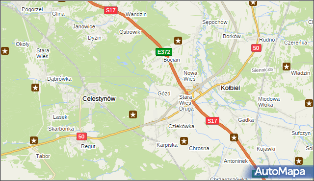 mapa Gózd gmina Kołbiel, Gózd gmina Kołbiel na mapie Targeo