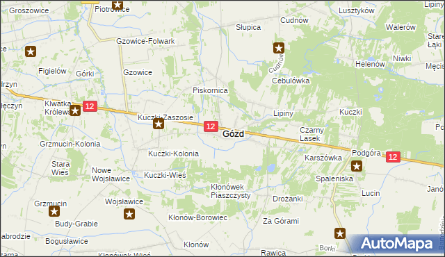 mapa Gózd powiat radomski, Gózd powiat radomski na mapie Targeo