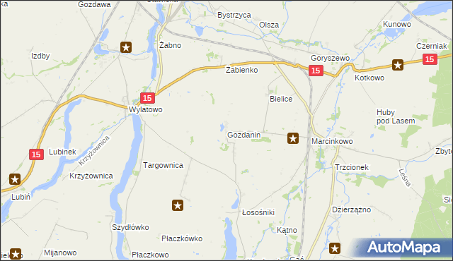 mapa Gozdanin gmina Mogilno, Gozdanin gmina Mogilno na mapie Targeo