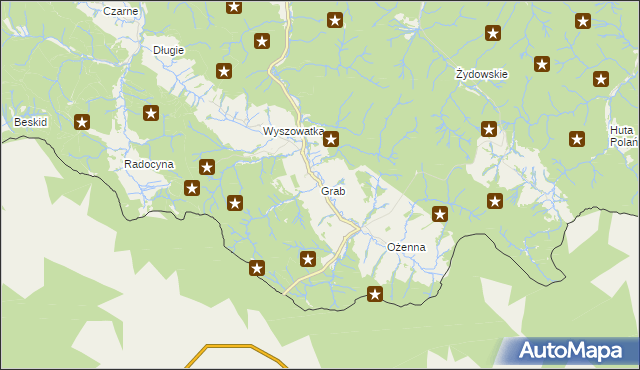 mapa Grab gmina Krempna, Grab gmina Krempna na mapie Targeo