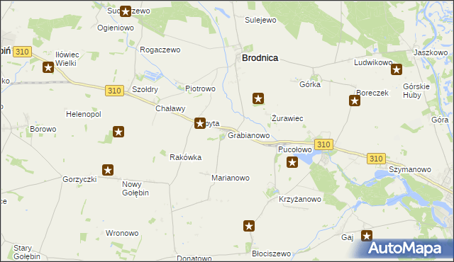 mapa Grabianowo gmina Brodnica, Grabianowo gmina Brodnica na mapie Targeo