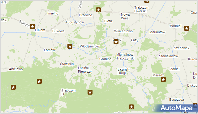 mapa Grabina gmina Zagórów, Grabina gmina Zagórów na mapie Targeo