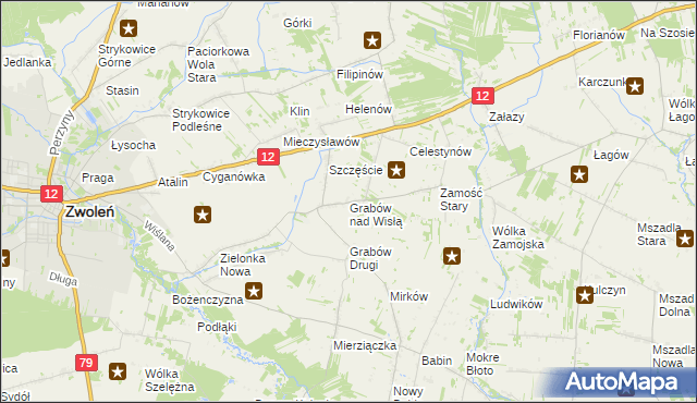 mapa Grabów nad Wisłą, Grabów nad Wisłą na mapie Targeo