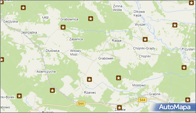 mapa Grabówek gmina Olszewo-Borki, Grabówek gmina Olszewo-Borki na mapie Targeo