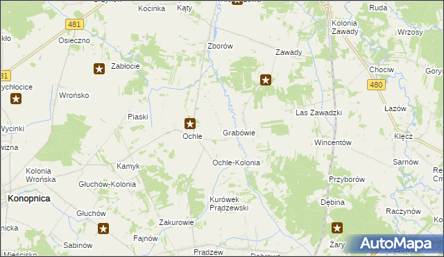 mapa Grabówie, Grabówie na mapie Targeo