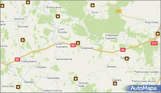 mapa Grabowiec gmina Bielsk Podlaski, Grabowiec gmina Bielsk Podlaski na mapie Targeo