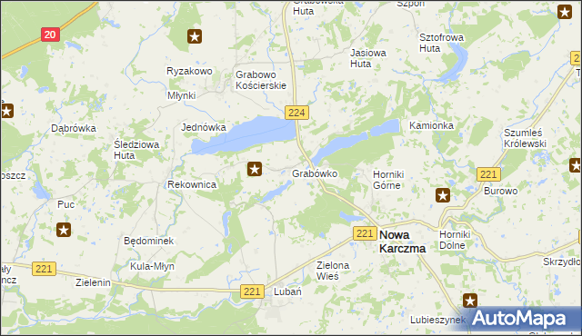 mapa Grabówko gmina Nowa Karczma, Grabówko gmina Nowa Karczma na mapie Targeo