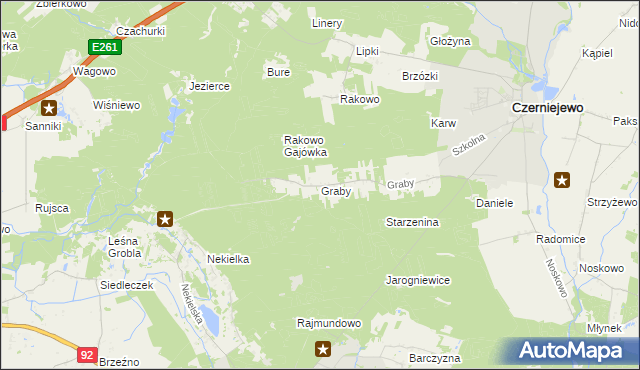 mapa Graby gmina Czerniejewo, Graby gmina Czerniejewo na mapie Targeo