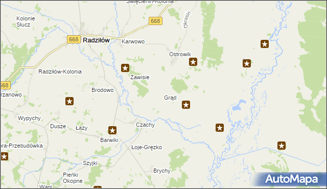 mapa Grąd gmina Radziłów, Grąd gmina Radziłów na mapie Targeo