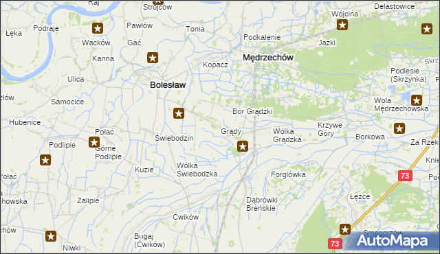 mapa Grądy gmina Mędrzechów, Grądy gmina Mędrzechów na mapie Targeo