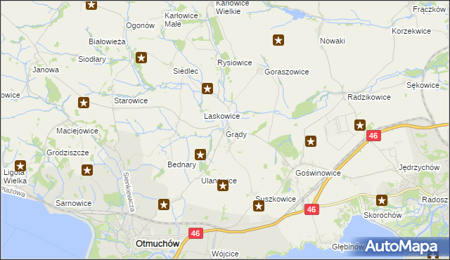 mapa Grądy gmina Otmuchów, Grądy gmina Otmuchów na mapie Targeo