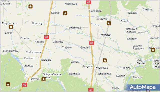 mapa Grębień, Grębień na mapie Targeo