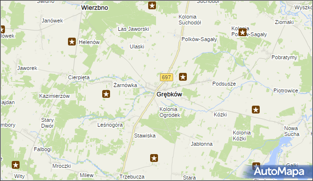 mapa Grębków, Grębków na mapie Targeo