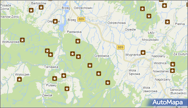 mapa Grędówka, Grędówka na mapie Targeo