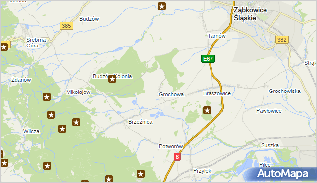 mapa Grochowa gmina Bardo, Grochowa gmina Bardo na mapie Targeo