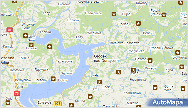 mapa Gródek nad Dunajcem, Gródek nad Dunajcem na mapie Targeo