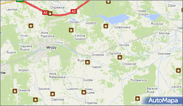 mapa Grodzisk gmina Mrozy, Grodzisk gmina Mrozy na mapie Targeo