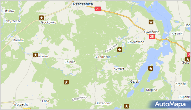 mapa Grodzisko gmina Rzeczenica, Grodzisko gmina Rzeczenica na mapie Targeo