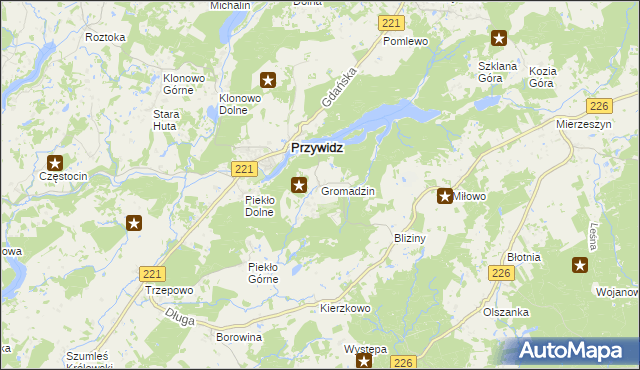 mapa Gromadzin gmina Przywidz, Gromadzin gmina Przywidz na mapie Targeo