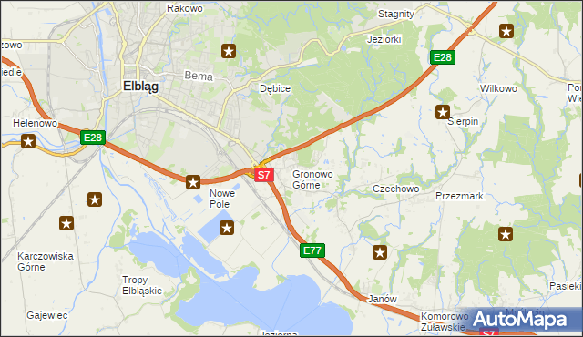 mapa Gronowo Górne, Gronowo Górne na mapie Targeo