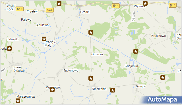 mapa Gruszka gmina Płośnica, Gruszka gmina Płośnica na mapie Targeo