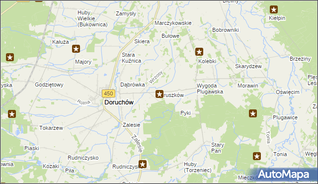 mapa Gruszków gmina Doruchów, Gruszków gmina Doruchów na mapie Targeo