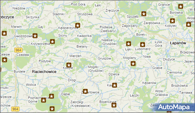 mapa Gruszów gmina Raciechowice, Gruszów gmina Raciechowice na mapie Targeo