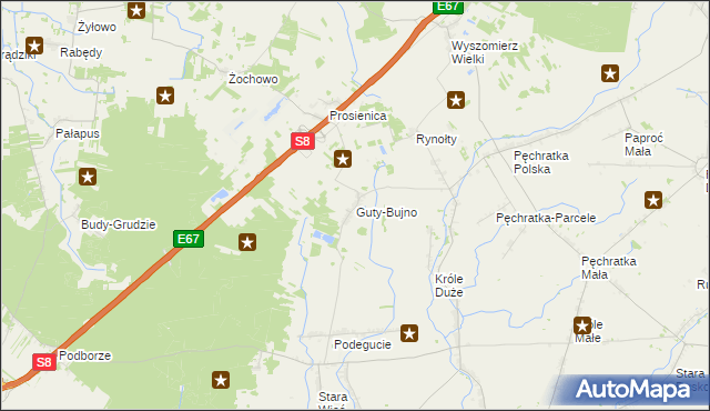 mapa Guty-Bujno, Guty-Bujno na mapie Targeo