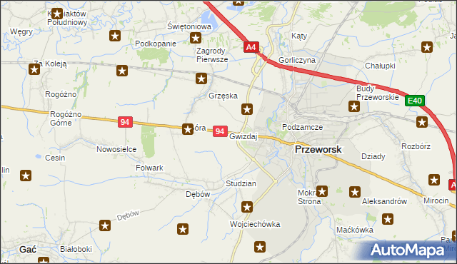 mapa Gwizdaj, Gwizdaj na mapie Targeo