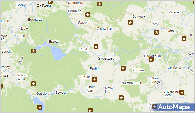 mapa Gwoździec gmina Bojanów, Gwoździec gmina Bojanów na mapie Targeo