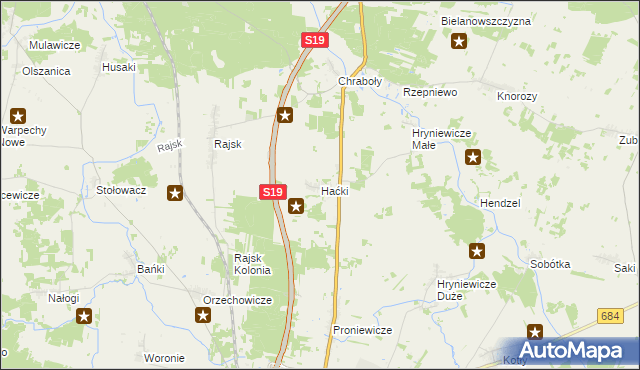 mapa Haćki, Haćki na mapie Targeo