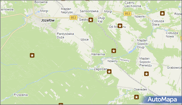 mapa Hamernia gmina Józefów, Hamernia gmina Józefów na mapie Targeo