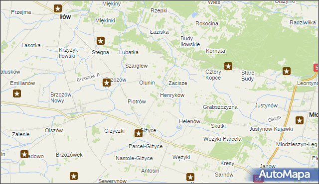 mapa Henryków gmina Iłów, Henryków gmina Iłów na mapie Targeo