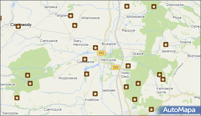mapa Henryków gmina Ziębice, Henryków gmina Ziębice na mapie Targeo