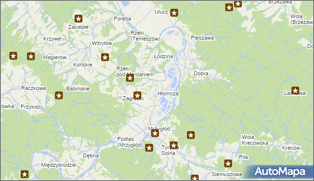 mapa Hłomcza, Hłomcza na mapie Targeo