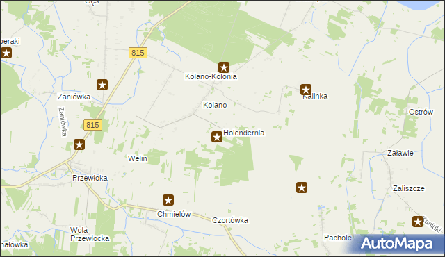 mapa Holendernia gmina Jabłoń, Holendernia gmina Jabłoń na mapie Targeo