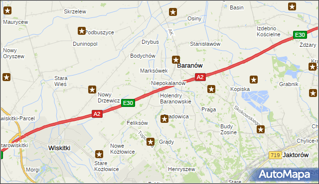 mapa Holendry Baranowskie, Holendry Baranowskie na mapie Targeo